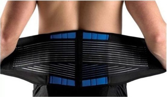 Body and Base TM, Adjustable Neoprene Double Pull Lumbar Support Lower Back Belt Brace Pain Relief (Medium (72-86 cm))