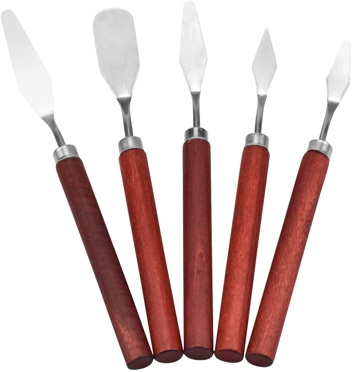 NANUCE Wood Palette Knife Set, Stainless Steel Oil Painting Mixing Scraper, Art Artist Oil Painting Spatula Mixing Spatula