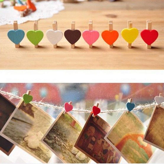 LIZHIGE Colorful Wooden Clips,100 pcs Mini Wooden Pegs, Mini Wooden Craft Clips,Photo Pegs for Craft and DIY Decoration, wedding pegs(Colored Heart) - Image 4