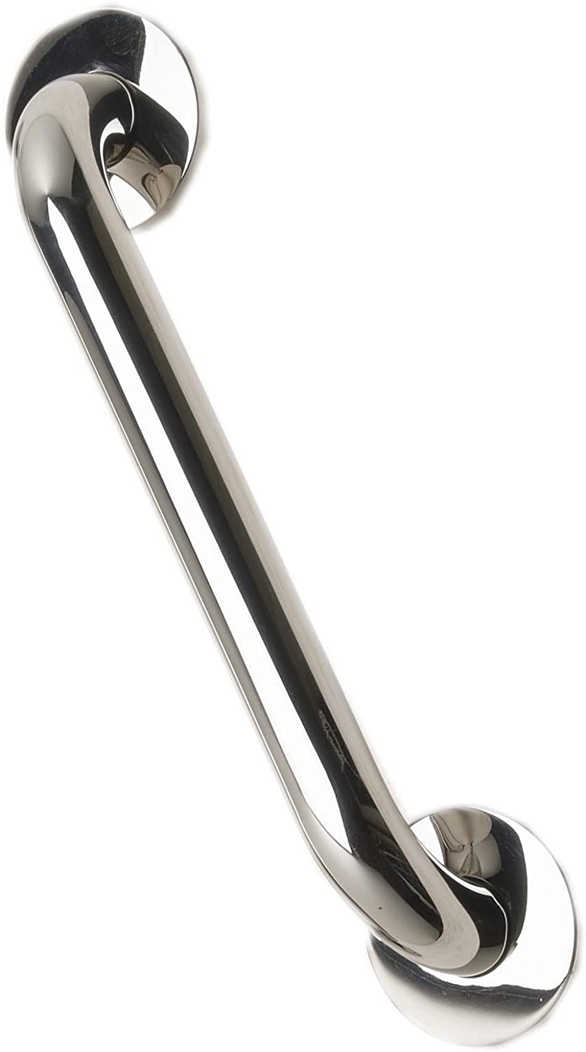 NRS Healthcare Polished Stainless Steel Grab Rail - 30 cm (12 inch) Length, Chrome, 30 cm (12-inch) Length