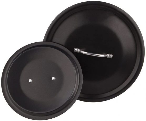 Pentole Agnelli Aluminium Black 3 Mm. B - Crystal Lid With Steel Bridge, Diameter 16 Cm.