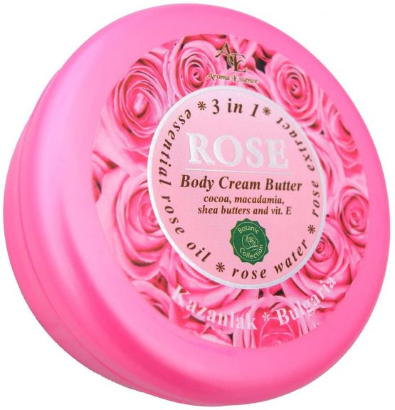 Body Cream Butter, Skin Rejuvenating Moisturiser with Natural Rose Oil and Rose Water; Natural Cocoa, Macadamia and Shea Butter, Vitamin E, Tattoo Care Cream, No Paraben, No Petrolatum, 250ml