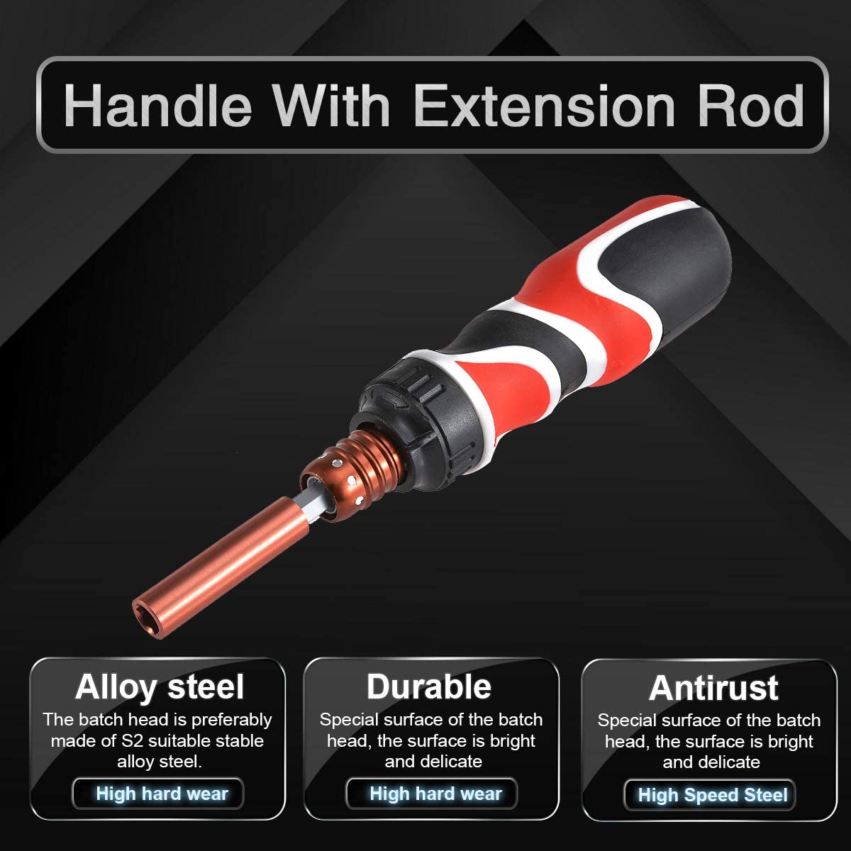 KATUR Adjustable Ratchet Screwdriver Bit Telescopic Dual Purpose Magnetic Extension Bit Holder and Adjustable Screwdriver Handle for 1.41-3.7 Inch Magnetic Screwdrivers Precision Repairing Tool - Image 3