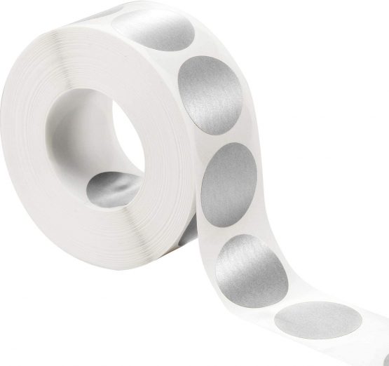 1000 Pieces Scratch Off Sticker Round Labels (Silver, 1 x 1 Inch Circle)
