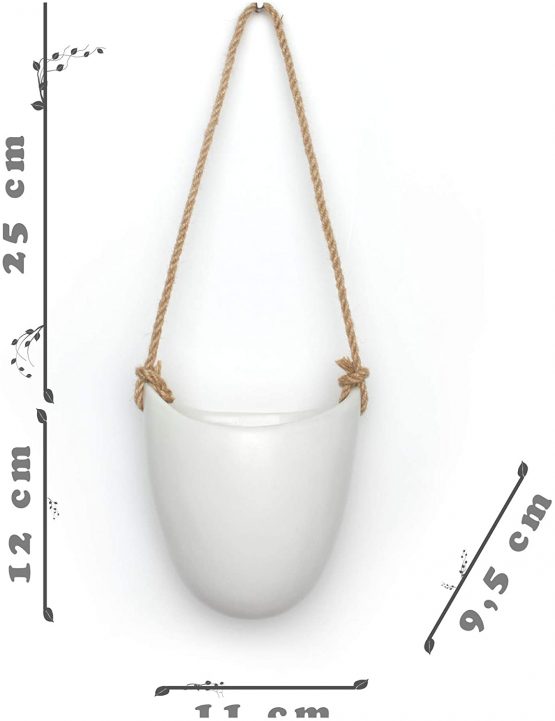 Kazai.® | Ceramic Hanging Planter Vase | Set of 3 | Matt White - Image 4