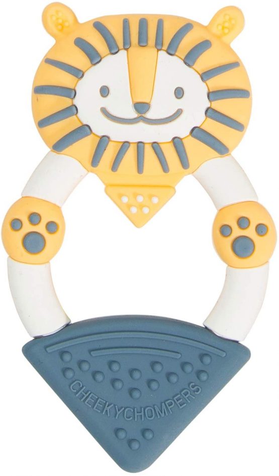 Cheeky Chompers Animal Teethers - Teething Toys for Babies - Adorable Teething Rings with Integrated Gel Applicator and Soft Silicone Design – Fun, Friendly and 100% Safe - Bertie The Lion