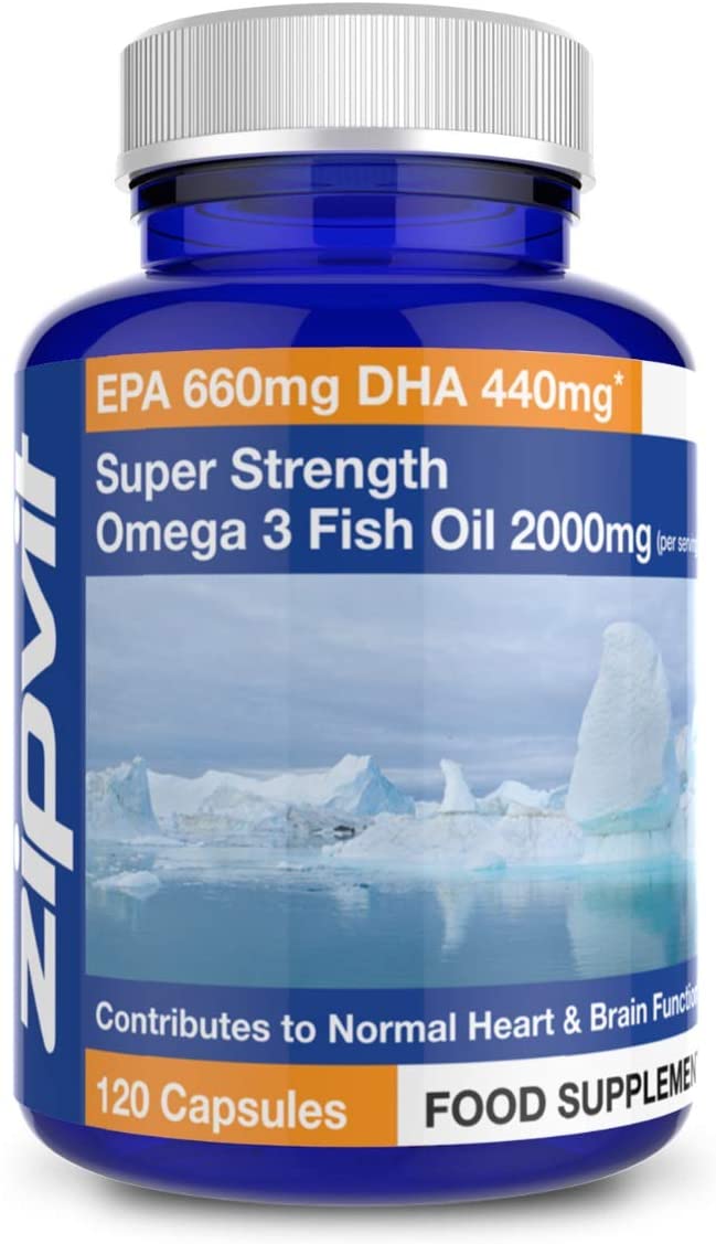 Zipvit Omega 3 Fish Oil 2000mg, EPA 660mg DHA 440mg, Wild-Caught, Cold Water Fish, Supports Heart, Brain & Vision