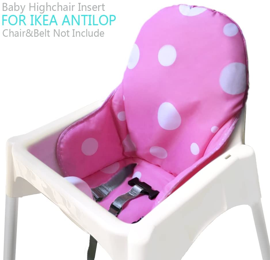 ZARPMA Seat Covers Cushion for Ikea Antilop Highchair,Washable Foldable Baby Highchair Cushion Cotton Padded Insert for Ikea Child Chair (Pink)
