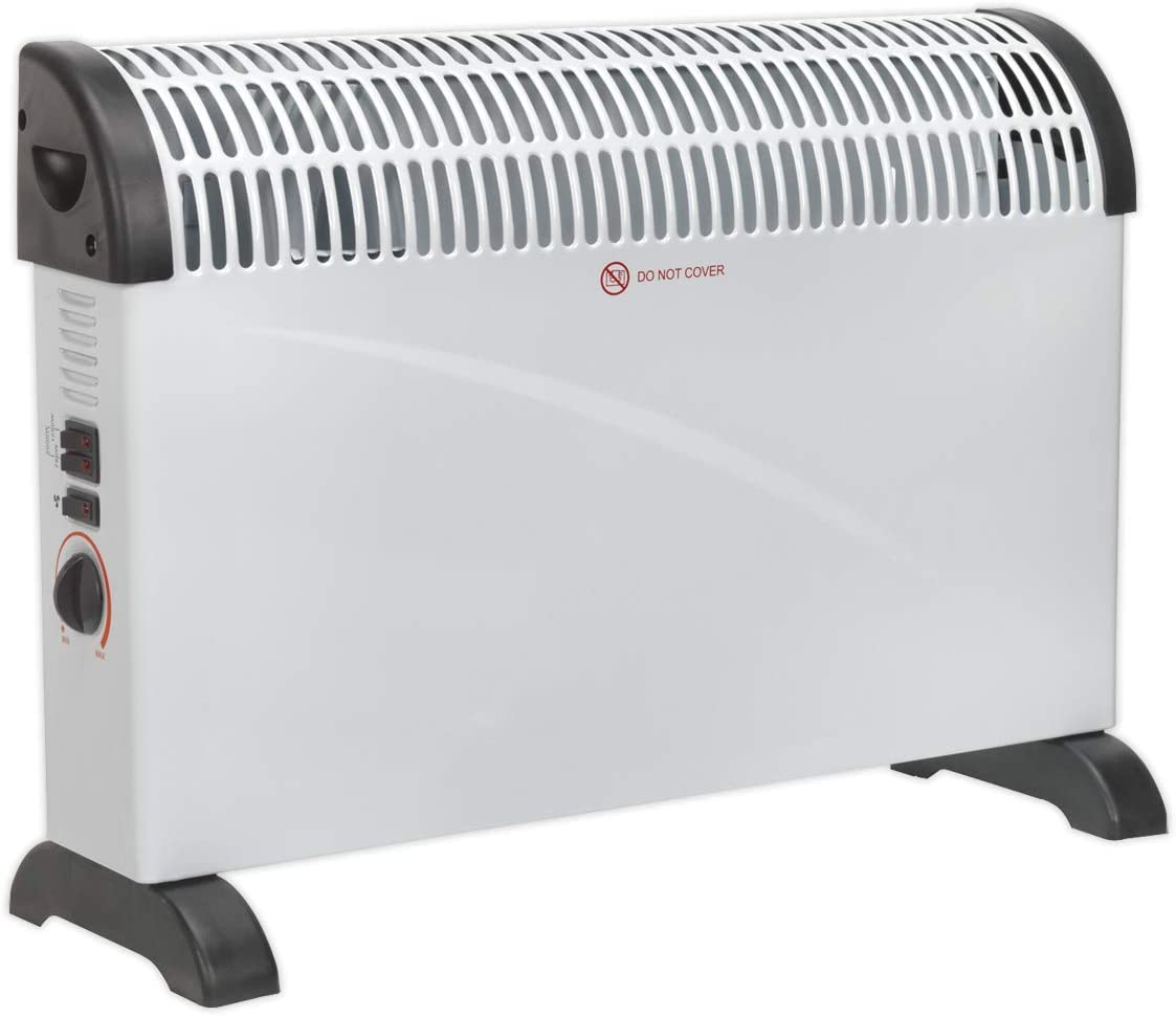 Sealey Cd2005T Convector Heater 2000W 3 Heat Settings Thermostat Turbo Fan, White
