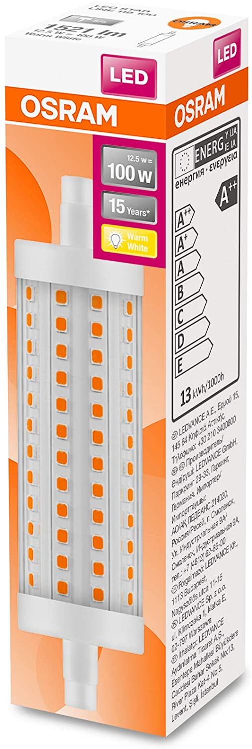 OSRAM LED STAR LINE R7s / LED tube: R7s, 12.50 W, 100 W replacement for, clear, Warm White, 2700 K, / / pack of 10 - Image 3