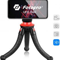 Fotopro Phone Tripod, Flexible Mini Tripod with Bluetooth Control, Phone Clip and Adapter for Phone, Camera, Sports Camera for Time-Lapse Photography