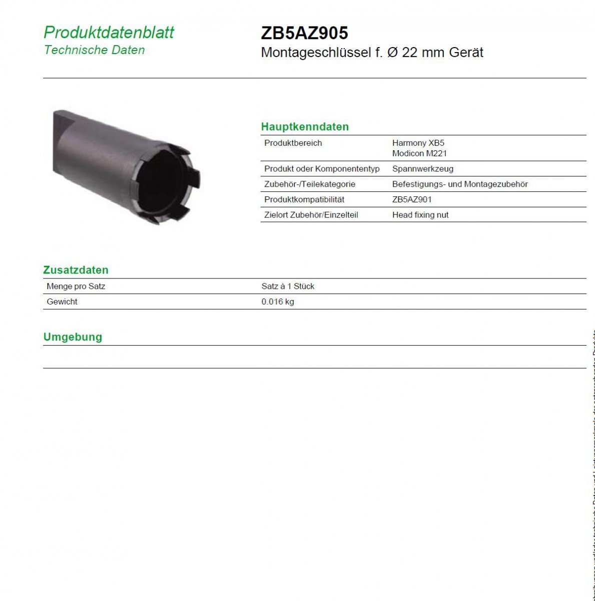 SCHNEIDER ELECTRIC/TELEMECANIQUE ZB5AZ905 BEZEL TOOL (1 piece) - Image 2