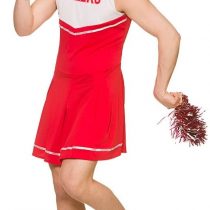Adult Mens Unisex Novelty Red Hot Cheerleader Large Fancy Dress Costume