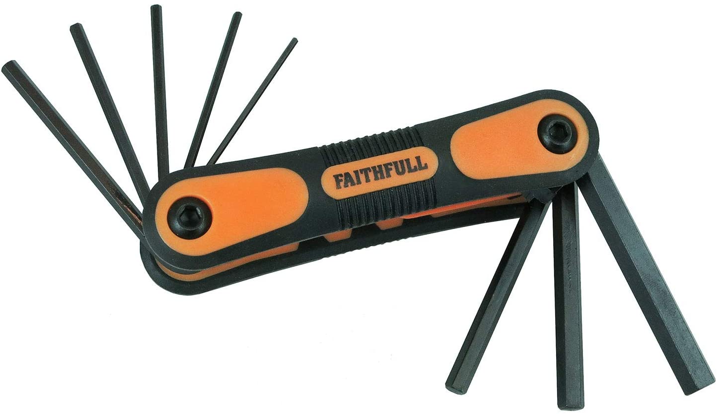 Faithfull HKSF8m Folding Hex Key Set - Metric (8 Pieces), Blue