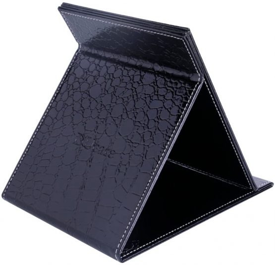 DUcare Desktop Makeup Mirror Leather Craft Free Standing Super HD Large Compact Mirror 6 * 8 inch - Black - Image 2