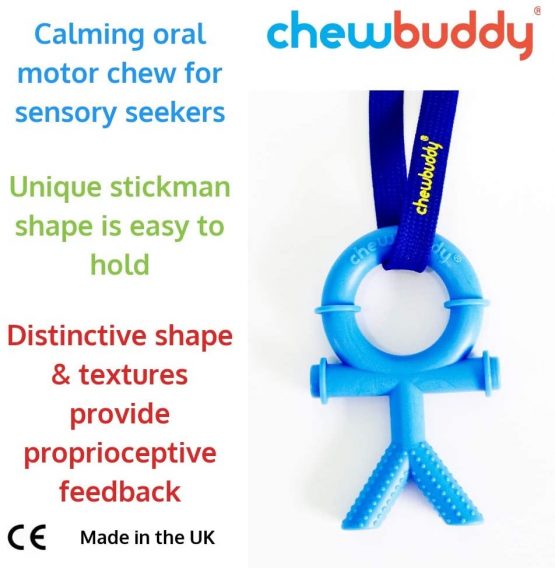 Sensory Direct Chewbuddy Stickman & Lanyard - Pack of 2, Sensory Toy for a Fidget, Chew or Teething Aid | for Kids, Adults, Autism, ADHD, ASD, SPD, Oral Motor or Anxiety Needs | Blue & Red - Image 2