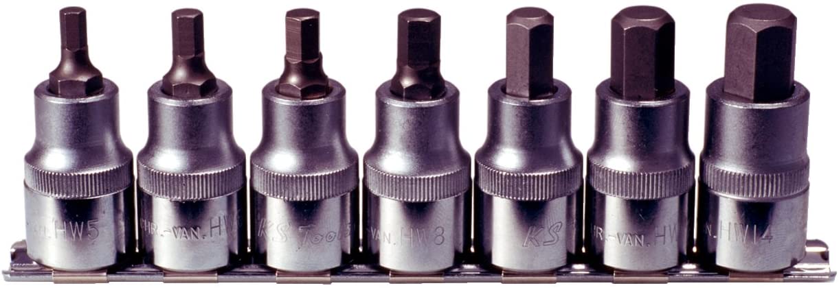 KS Tools 911.1320 5-14mm 1/2-inch Hex Bit Socket Set (7 Pieces), Variety pack