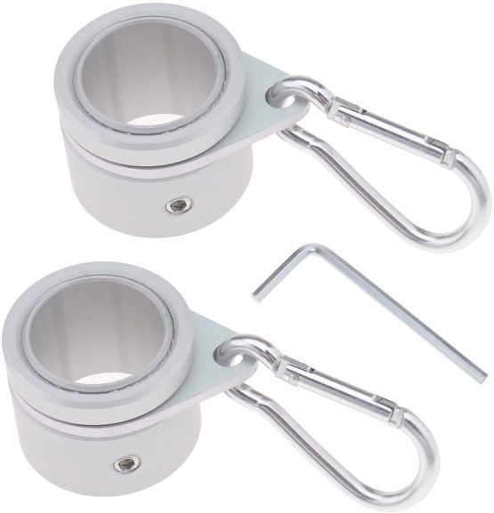 YINETTECH 360 Degree Flagpole Rotating Clips Anti Wrap Aluminum Flagpole Swivel Rings with Metal Carabiner Fits for 0.75-1'' Dia Flag Pole