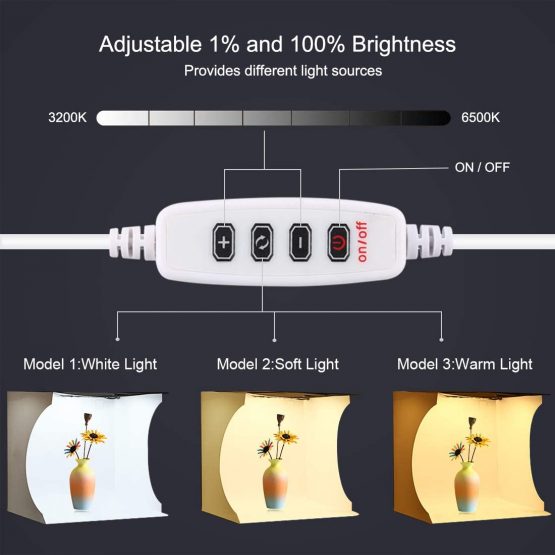 PULUZ 30cm Portable Ring Light Photo Studio Light Box, Photography Shooting Light Tent Kit, White Lighting Softbox with 80pcs LED Lights + 6 Backdrops for Product Display - Image 3