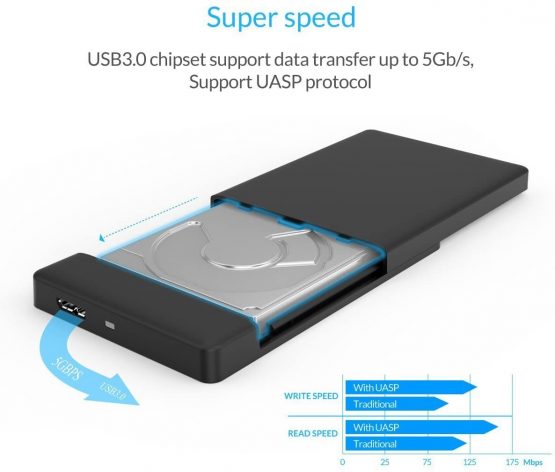 ORICO 2.5 Inch External Hard Drive Enclosure - USB 3.0 to SATA III SSD HDD Caddy Reader with UASP - Support Auto Sleep on Laptop PC PS4 Xbox and Mac (Red Case) - Image 4