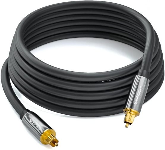 deleyCON 1m (3.29 ft.) Optical Digital Audio Cable S/PDIF 2x Toslink Connectors Fibre Optic Cable Metal Connectors 5mm Flexible - Black - Image 3