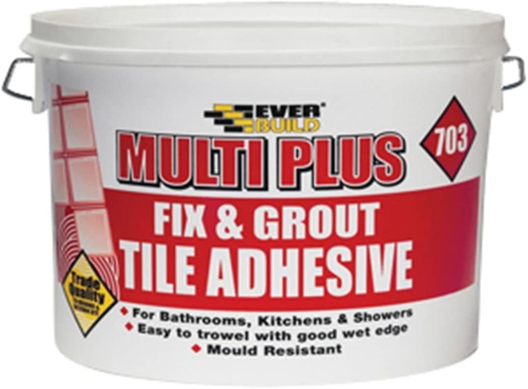 Everbuild 703 Fix And Grout Tile Adhesive, Ready Mixed, Anti-Mould, Water Resistant, High Strength, Brilliant White - Image 2