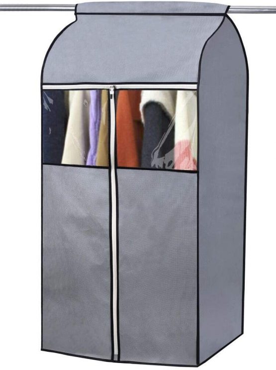 MISSLO 43” Hanging Clothes Storage Coat Covers Garment Bags Dustproof Dress Jackets Protector for Wardrobe Cover Rack with Clear Window