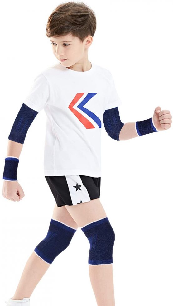 Kids Sports Gear Wrist Ankle Brace Knee Pads Support Compression Elbow Palm Protection Wrist Sleeve Protective Gear Girls Boys Ankle Wrap Support for Running Dancing Basketball Volleyball Tennis - Image 2