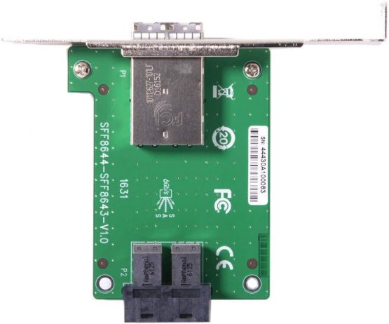 Cablecc Dual Ports Mini SAS HD SFF-8644 To Internal SAS HD SFF-8643 PCBA Female Adapter With Low Profile Bracket - Image 3