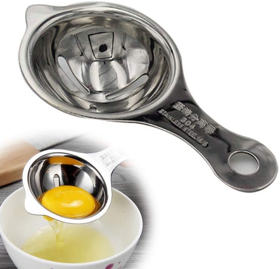Egg Separator, Stainless Steel Egg White Separator and Egg Yolk Separator Egg Divider, Egg Strainer Spoon Filter Kitchen Baking Tools