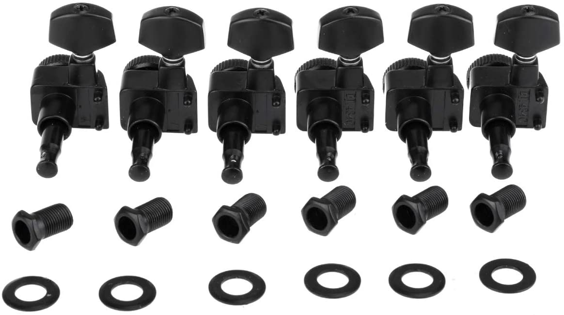 Musiclily Pro 6 inline 2-pins Full Metal Guitar Locking Tuners Machine Heads Guitar Tuning Pegs Keys Set for Strat Tele Style Electric Guitar Black - Image 3