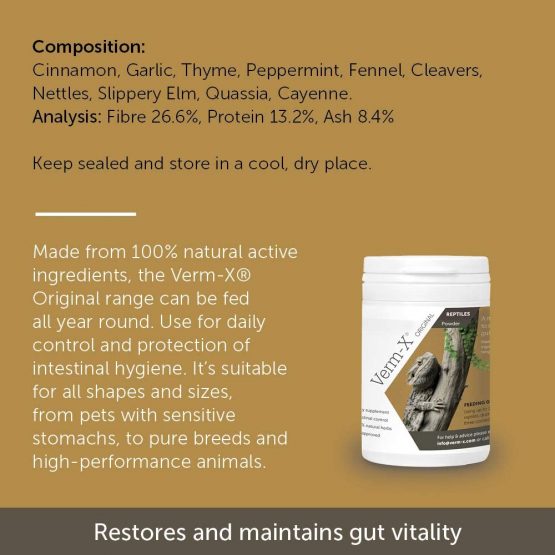 Verm-X Original All Natural Powder for Reptiles. Supports Intestinal Hygiene. Vet Approved. Restores and maintains Gut Vitality. Wormwood Free Recipe, Clear - Image 2