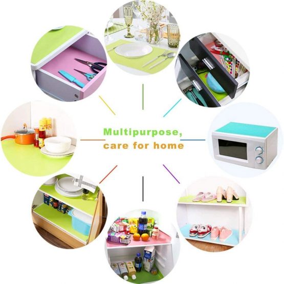 Refrigerator Pad 5 Pieces Cupboard Mat Colorful Antifouling Mildew Non Slip Can Be Cut Drawer Mat for Kitchen Fridge Drawer - Image 4