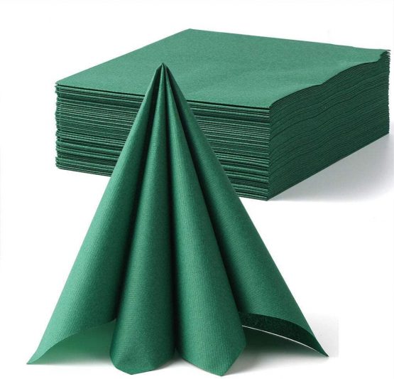 LEKOCH White Decoration Disposable Guest Towel Linen Feel Dinner Napkin Paper | Air-Laid Napkins Paper Hand Towels for Weddings Restaurant Kitchen Parties |40 cm x 40cm Pack of 50 (Green)