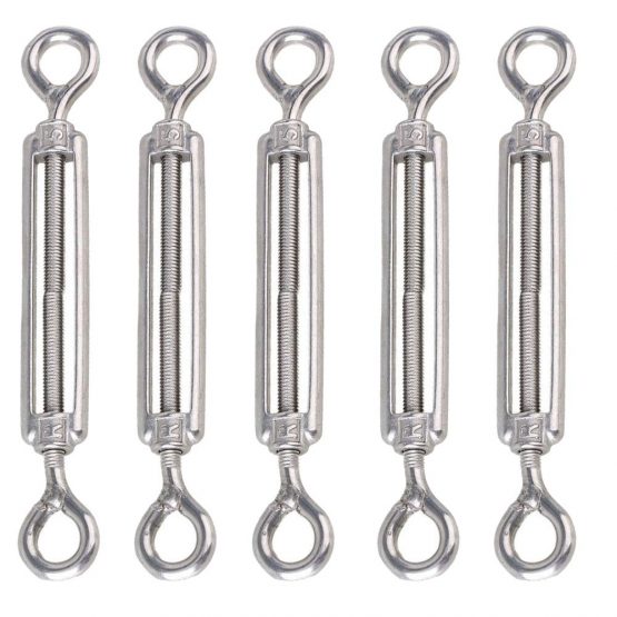 Eidoct 5 Pcs Stainless Steel 304 Turnbuckle Wire Rope Cable Tension (M5 Eye & Eye)