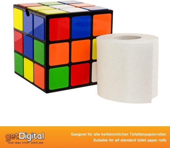 getDigital Magic Cube Toilet Paper Holder - Novelty Tissue Roll Dispenser with Lid and Storage Shelf for Your Mobile Phone - No Drilling or Wall-Mounted with Screws - Image 3