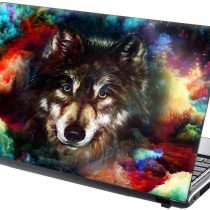 TaylorHe 15.6" Laptop Skins Vinyl Stickers Decals Made in Great Britain Wolfs head in multicolored cloud