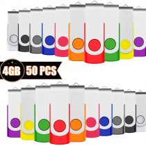EASTBULL 4GB Memory Stick 50 Pack USB 2.0 Flash Drives Bulk USB Sticks Swivel Thumb Drive Pen Drive (4GB 10-Multicolor)