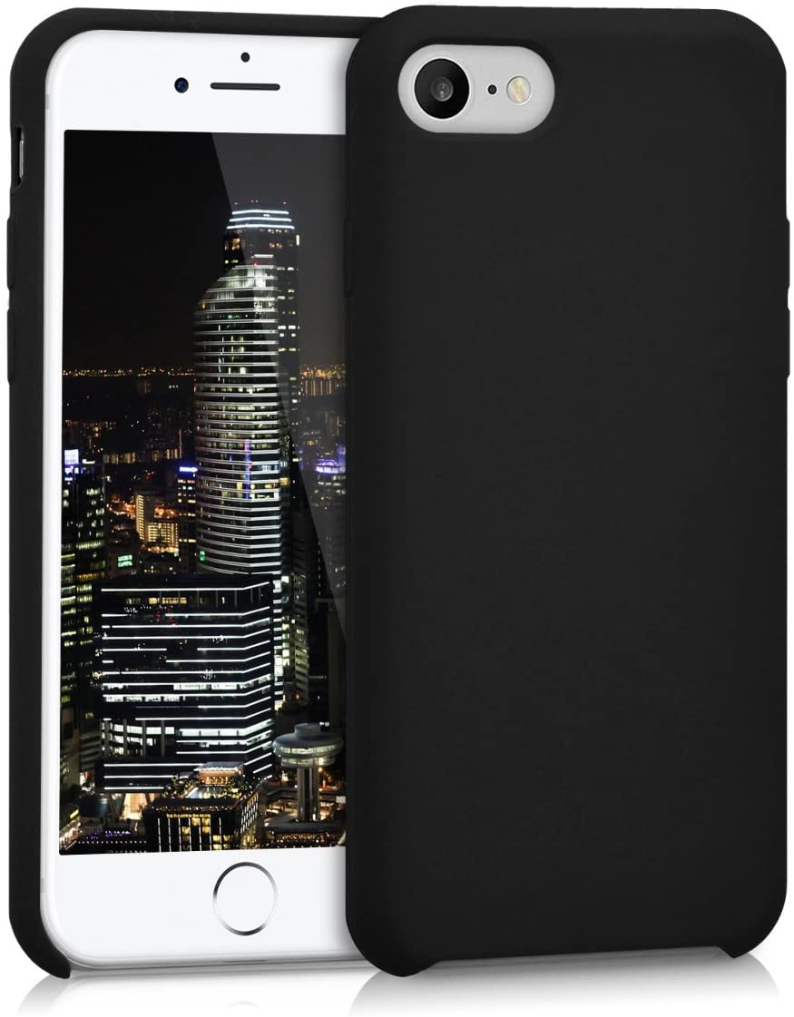 kwmobile Case Compatible with Apple iPhone SE (2022/2020) / iPhone 8/7 Case - TPU Silicone Phone Cover with Soft Finish - Black