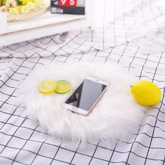Imitation Sheepskin Rug Kaihong 60 x 90 cm, Longhair Faux Fur Imitation Wool Sofa Bedroom Rug Mat, wool, Rundes Weiß, 30 x 30 cm - Image 2