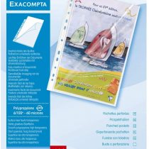 Exacompta Ref - 5800E Stop Doc Corner Opening Punched Pockets, Made From 60 Micron Clear Polypropylene, A4 size, Reinforced Multi Punched Spine, Pack of 100 Punched Pockets