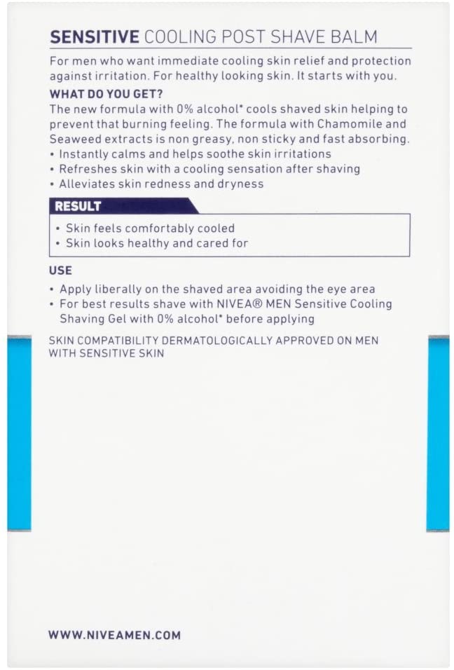 NIVEA MEN Sensitive Cool Post Shave Balm (100ml), After Shave Balm for Men With Cooling Effect Men's Skin Care - Image 3
