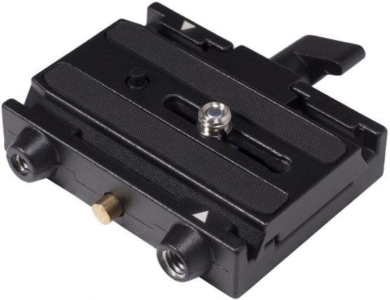 Manfrotto 577 Quick Release Adapter with Sliding Plate, with Quick Safety Lock, Compatible with Most Professional Cameras, Black