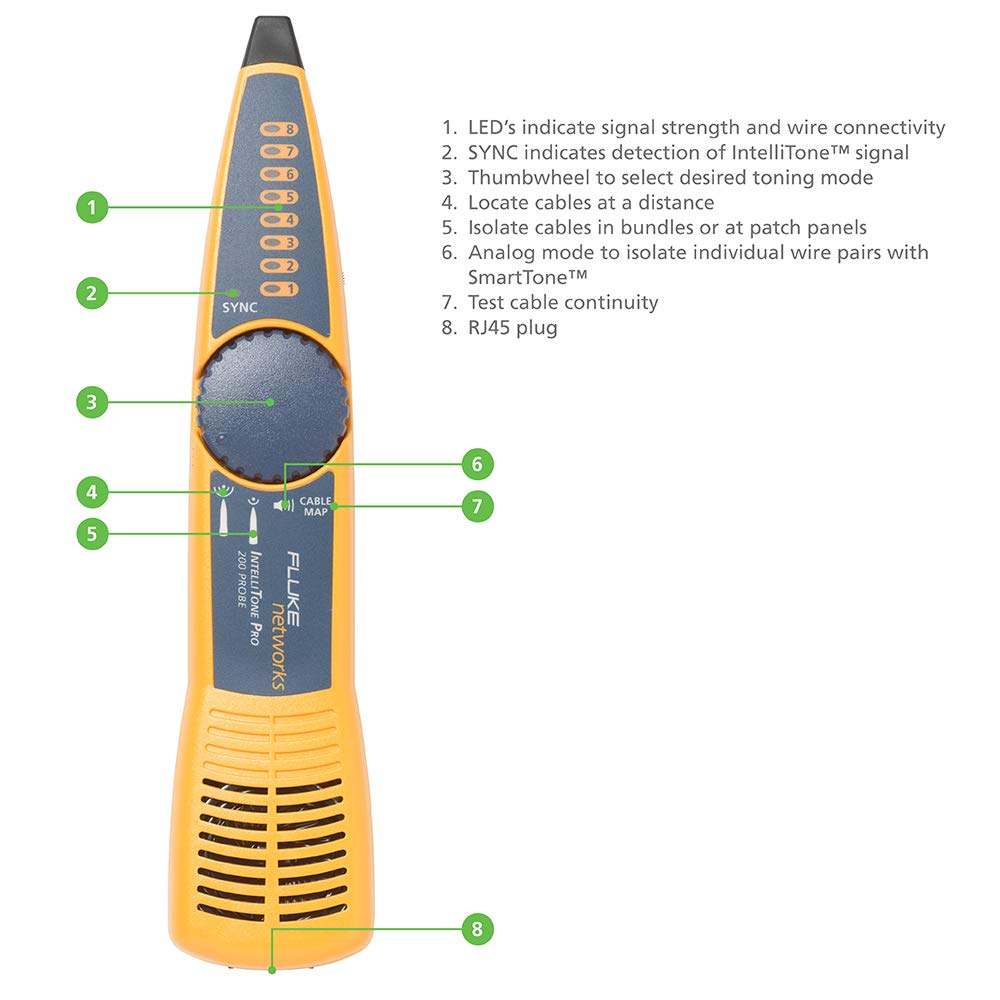 Fluke Networks MS2-KIT Network Cable Tester Kit with Probe, black / black, MS2-KIT w/Tone and Probe - Image 3
