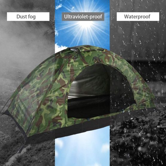 Dioche Camping Pop-up Tent, Waterproof One Person Tent Outdoor Camouflage UV Protection for Camping Hiking 200 * 100 * 100 cm - Image 4