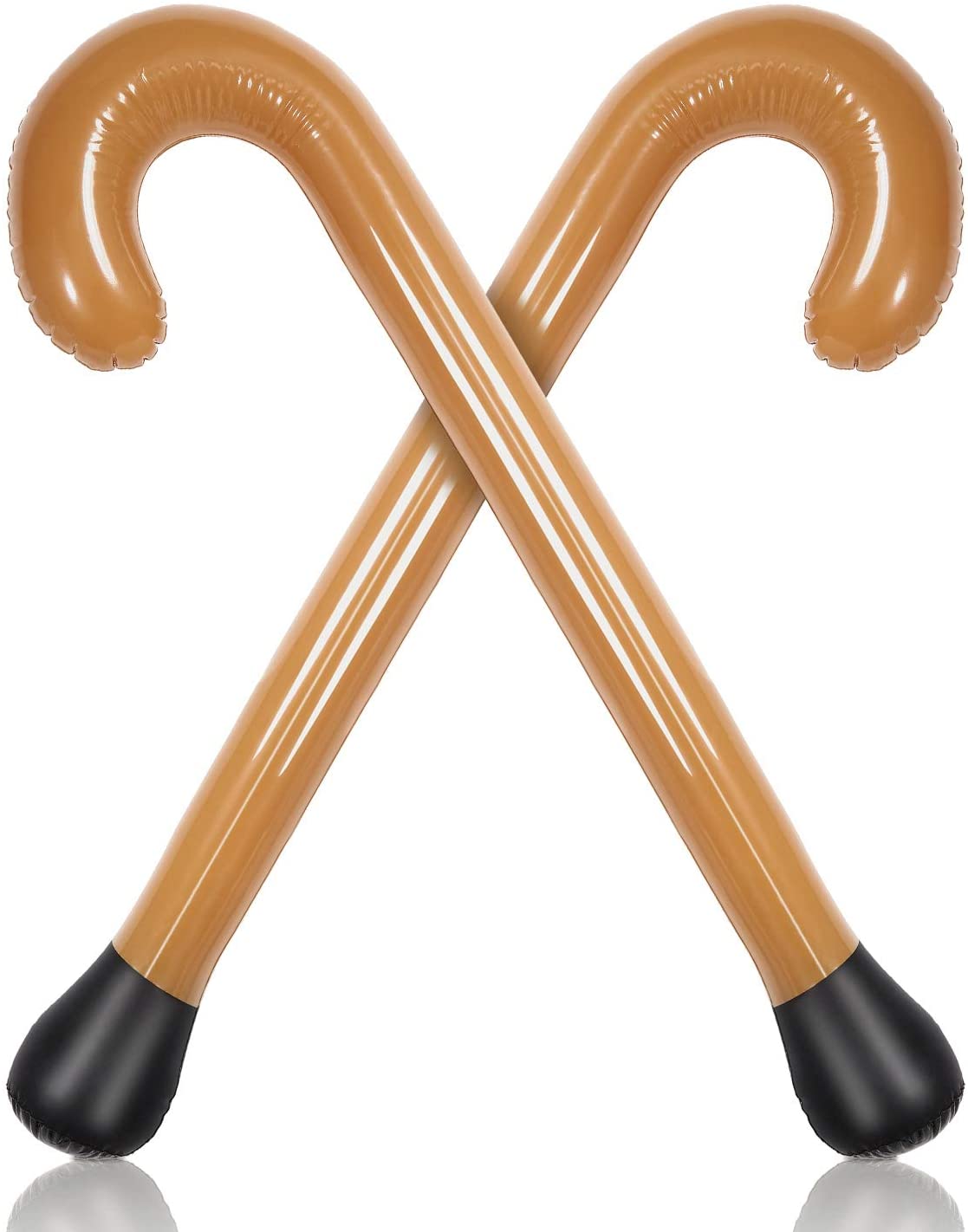 2 Packs Inflatable Walking Sticks Blow Up Walking Sticks PVC Walking Sticks Fake Walking Sticks