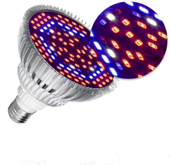 Led Grow Light Bulb Full Spectrum 50W, Upgraded E27 Growing Lights Lamp with UV&IR for Indoor Plant Veg and Flower,Hydroponics,Seedling,Succulent,Garden Greenhouse, Easy to Install, 78PCS LEDs