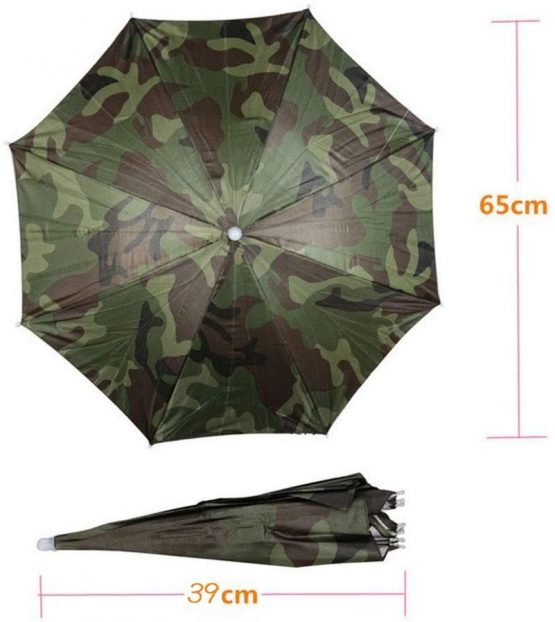 Elastic Headband Camouflage Pattern Sun Rain Umbrella Hat Cap for Fishing Beach Golf Army Green Hand Free Headwear Shade Gardening Photography Walking Hat,Multi Coloured Novelty - Image 4