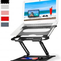 Urmust Laptop Notebook Stand Holder, Ergonomic Adjustable Ultrabook Stand Riser Portable with Heat-Vent Compatible with MacBook Air Pro, Dell, HP, Lenovo Light Weight Aluminum Up to 15.6"(Black)