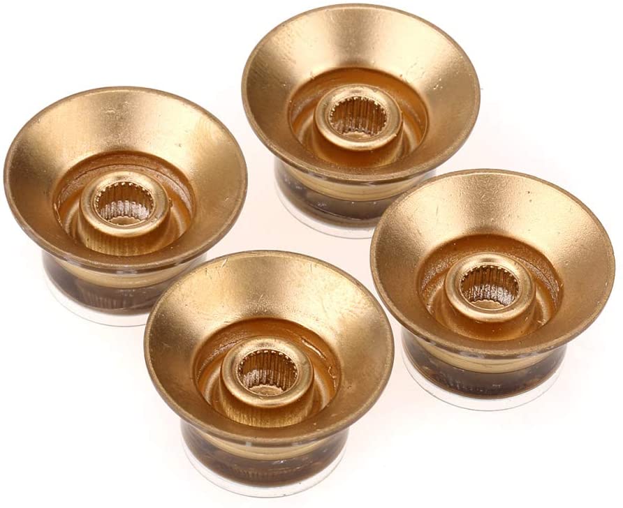 Musiclily Pro Inch Size Top Hat Bell Knobs 2 Tone 2 Volume Control Knobs for USA Les Paul SG Style Electric Guitar Gold with Silver Reflector (Set of 4) - Image 3